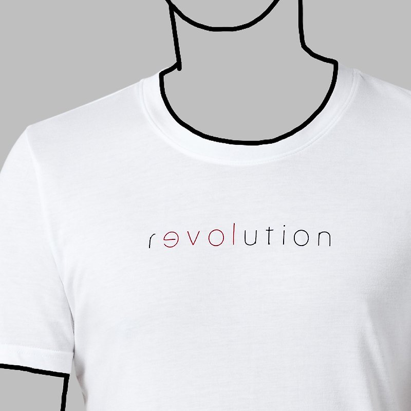【White】Revolution for love T-Shirt / 100%cotton / Words for MIRROR only / MIT - Unisex Hoodies & T-Shirts - Cotton & Hemp White
