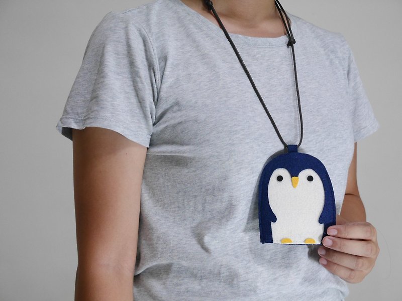Cute Shape Card Set - Penguin - ที่ใส่บัตรคล้องคอ - เส้นใยสังเคราะห์ สีน้ำเงิน