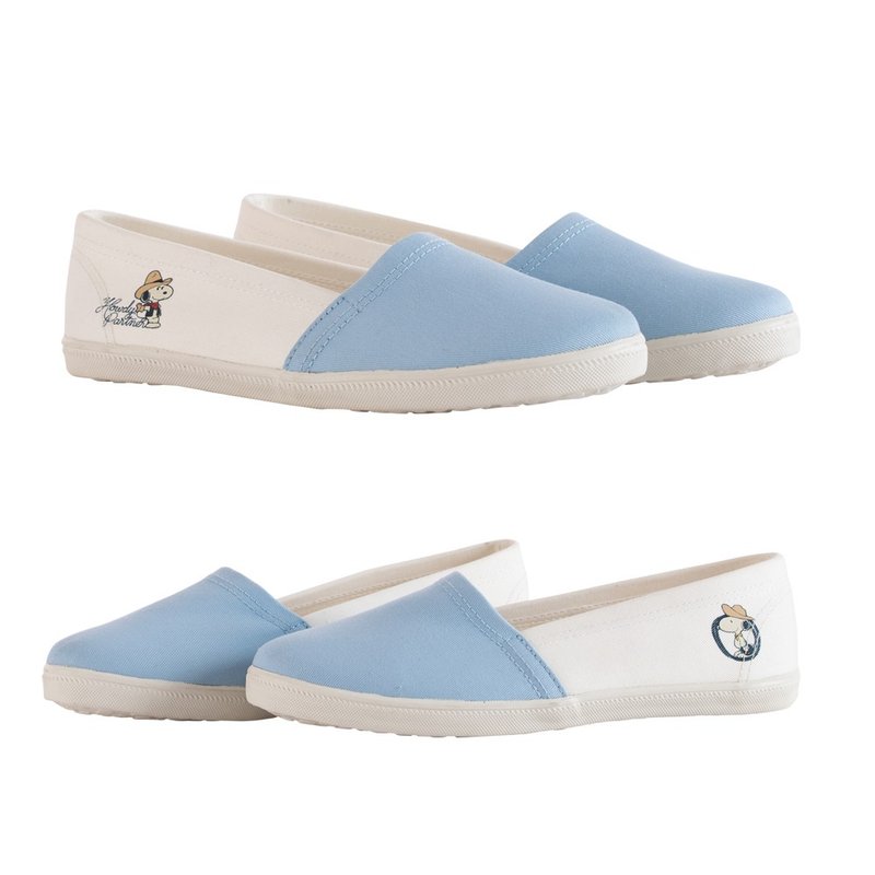 【SNOOPY】Snoopy Lazy Shoes Flat Shoes Casual Shoes Mules-Blue - รองเท้าลำลองผู้หญิง - ไฟเบอร์อื่นๆ สีน้ำเงิน