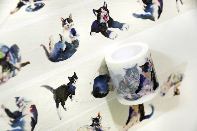 Japanese Washi Tape-The Daily Life of a Benz cat - มาสกิ้งเทป - กระดาษ สีดำ