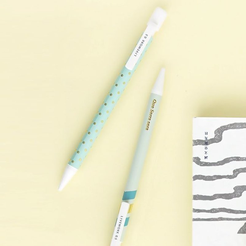 Livework-粉漾燙金0.5自動鉛筆-點點粉綠,LWK31574 - 鉛筆/自動鉛筆 - 塑膠 綠色