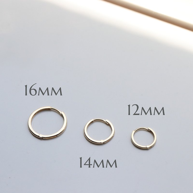 Pure 14K Tint Cycle Lock Earring (16mm 14mm) round ear buckle earrings (single) - ต่างหู - เครื่องประดับ สีทอง