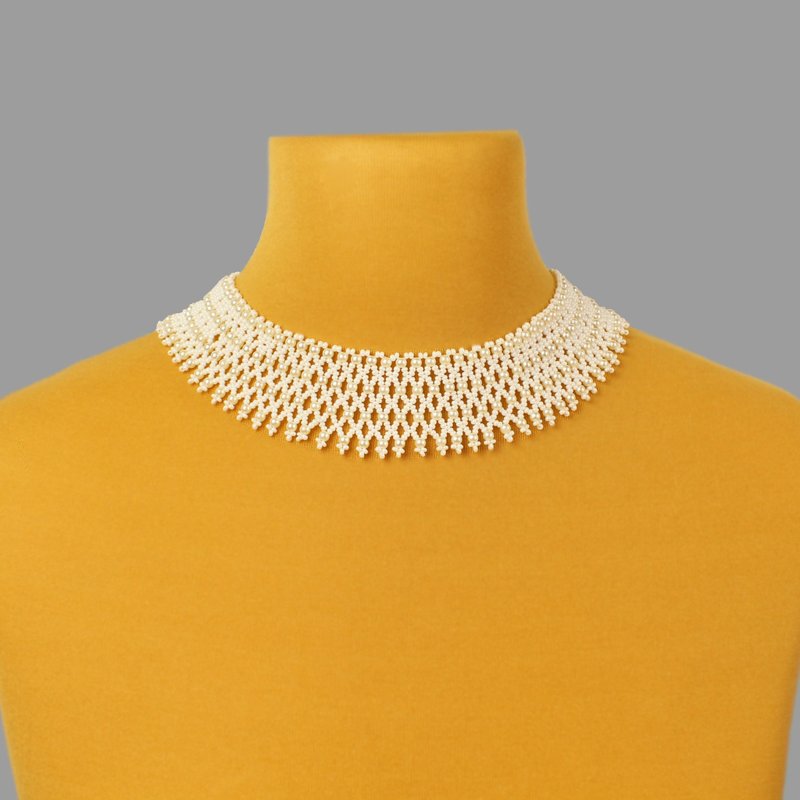 Boho bride necklace for wedding day, Collar necklace for woman - 鎖骨鍊 - 玻璃 白色