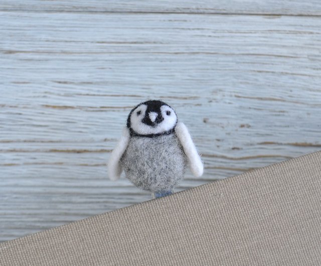 赤ちゃんペンギンしおり針フェルト皇帝ペンギンひよこウール