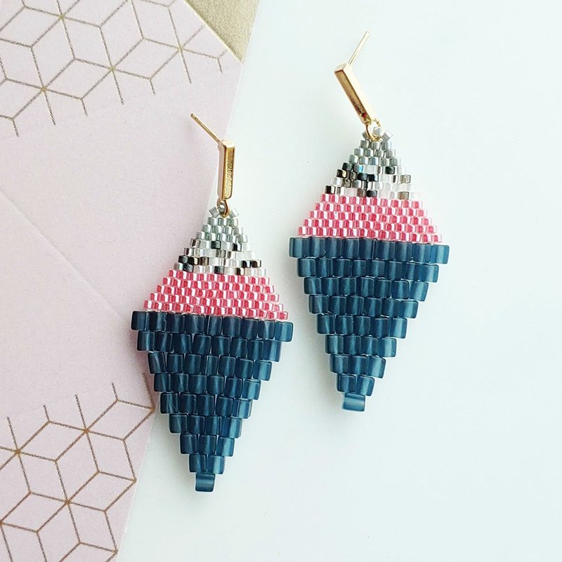 Royal Blue / Kite Drop Earrings - ต่างหู - วัสดุอื่นๆ สีน้ำเงิน