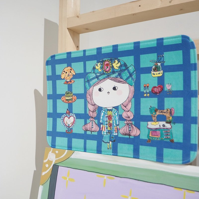 包子小姐的搭配日記格仔套裝藍色地毯地墊軟綿綿坐墊 - 地墊/地毯 - 海綿 藍色