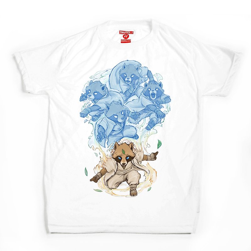 Tanuki split Ninja  soft unisex men woman cotton mix Chapter One T-shirt - Men's T-Shirts & Tops - Cotton & Hemp White
