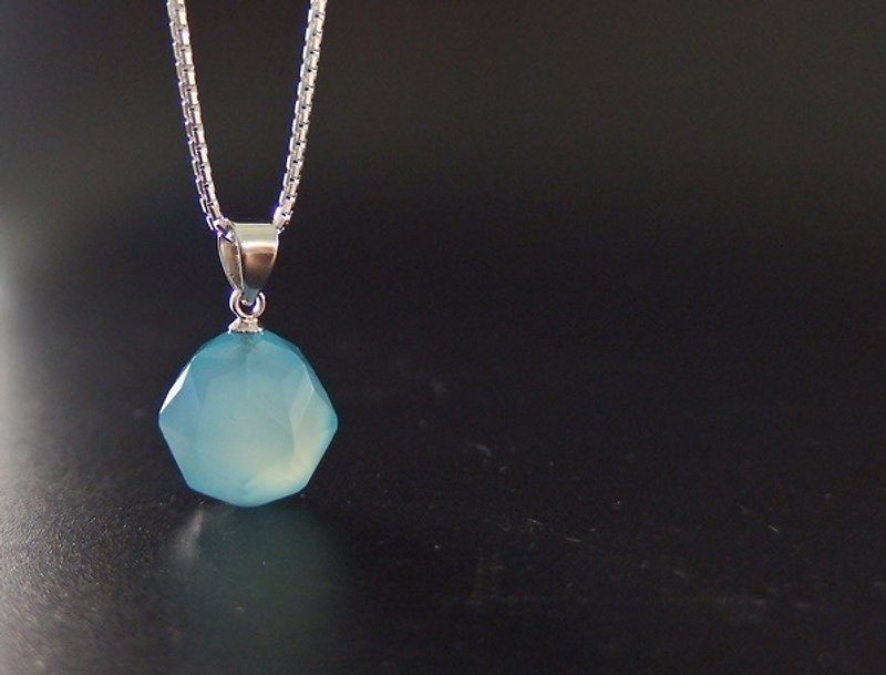 Natural Blue Chalcedony Sterling Silver Pendant Blue Chalcedony Silver Pendant - Necklaces - Gemstone Blue