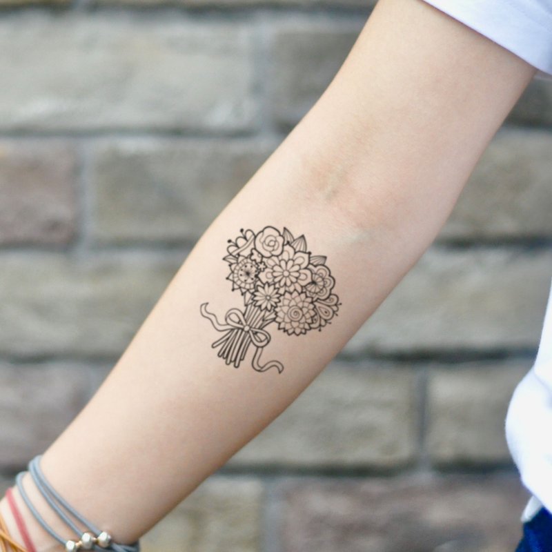 Bunch Of Flowers Temporary Tattoo Sticker (Set of 2) - OhMyTat