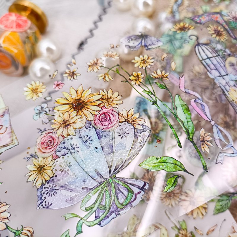 NO WF628 奇幻向日葵 Fantasy Sunflower / 紙膠帶 Masking Tape - 紙膠帶/和紙/PET - 塑膠 多色