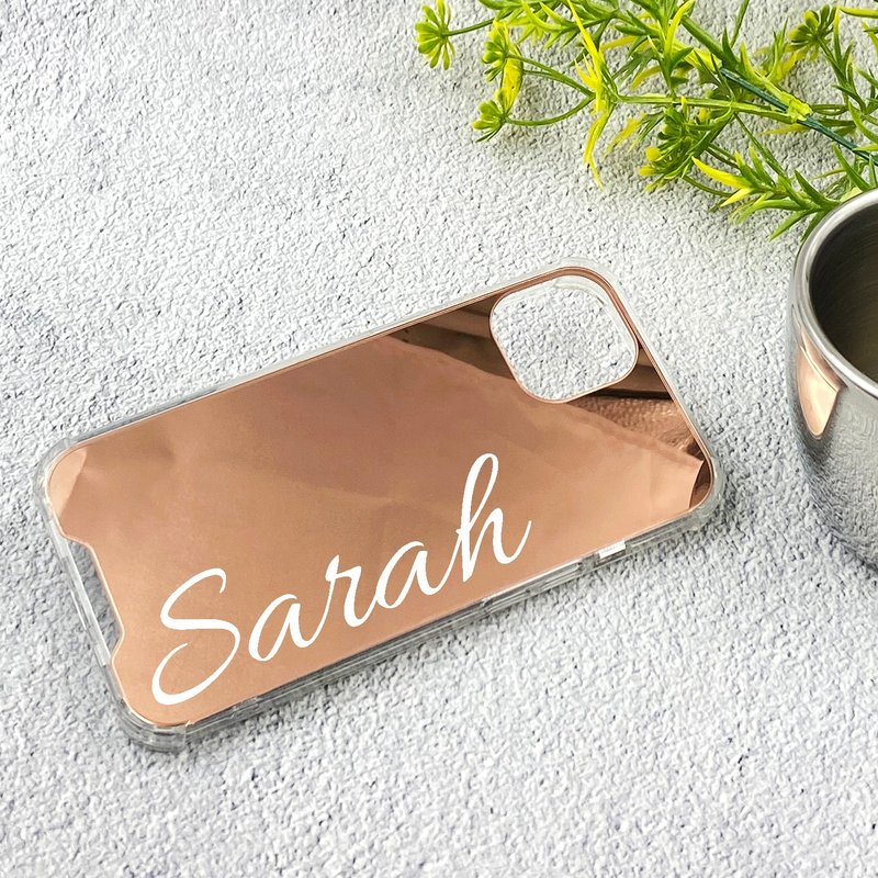 Personalized Rose Gold Mirror iPhone Case 14 15 16 Pro Max TPU Phone Case - Phone Cases - Plastic Gold