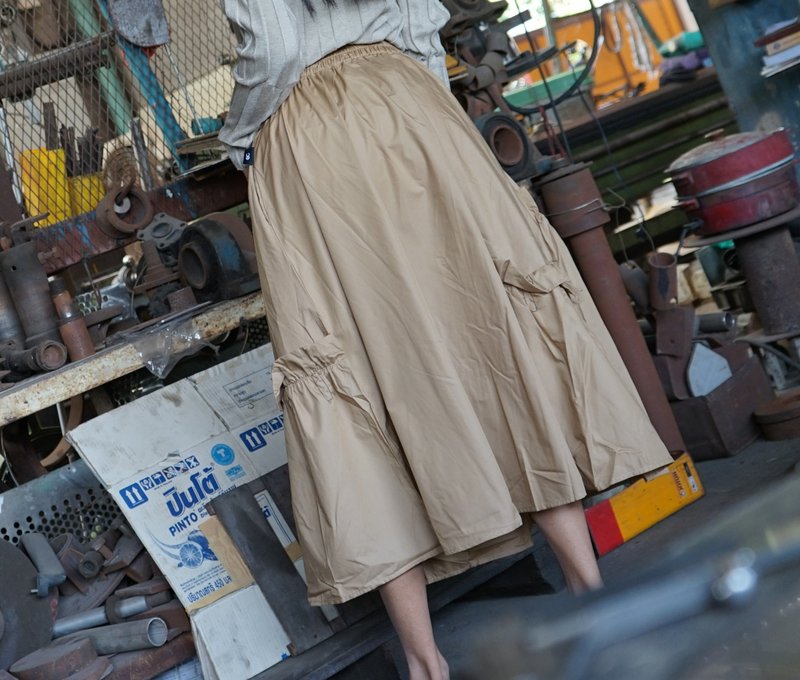 Brown Skirt_Deckmethailand - กระโปรง - ผ้าฝ้าย/ผ้าลินิน 