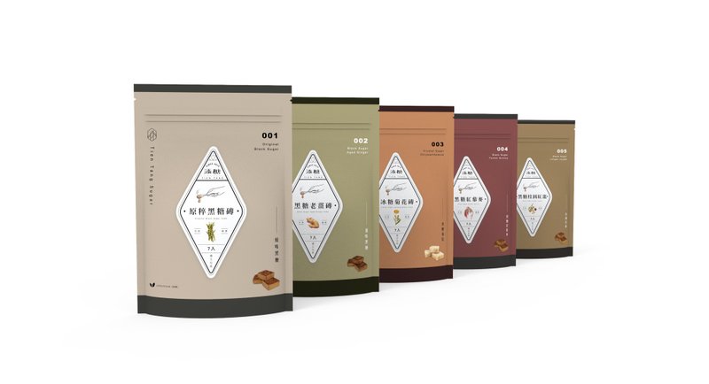 One pack each of classic five-in-one sugar-sweetened original brown sugar, ginger, rock sugar, chrysanthemum, longan, red dates and quinoa - Tea - Other Materials 