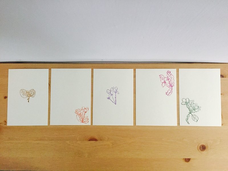 Which cover | bloom | limited edition handmade postcards, into a group of five - Cards & Postcards - Paper 