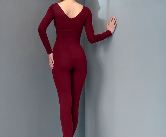 Yoga bodysuit, unitard #410. Organic cotton jumpsuit. Fitness suit