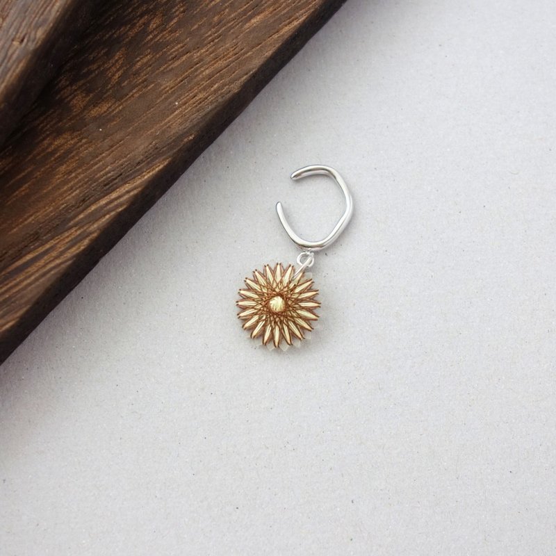 絹線製 野花耳骨夾 Wildflower Ear cuff | 黄色 | 免運費 - 耳環/耳夾/耳骨夾 - 絲．絹 黃色