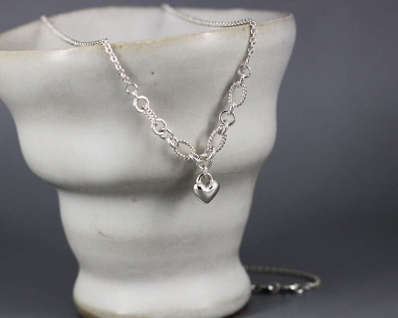 s925 sterling silver necklace-Heart of Love - Necklaces - Sterling Silver Silver