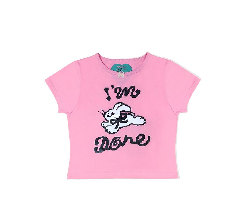 DADDY | I'm Done Baby Tee, screen printed pattern of a white rabbit - T 恤 - 其他材質 
