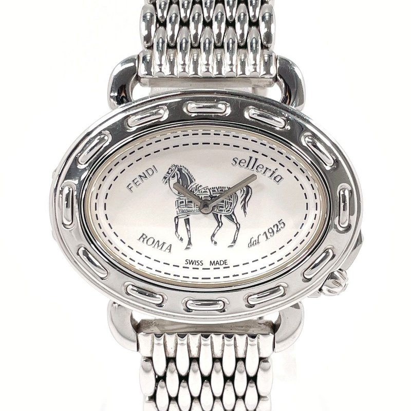 【日本直送 中古美品】フェンディ FENDI 腕時計 8300M セレリア ホース ステンレススチール シルバー ホワイト - 女錶 - 不鏽鋼 銀色