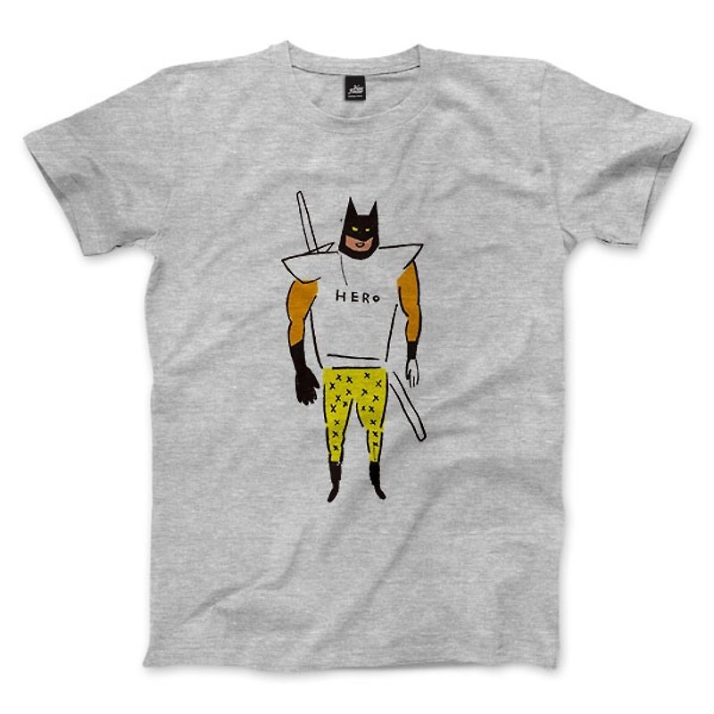 Hero - Dark Gray - Neutral T-shirt - เสื้อยืดผู้ชาย - ผ้าฝ้าย/ผ้าลินิน สีเทา