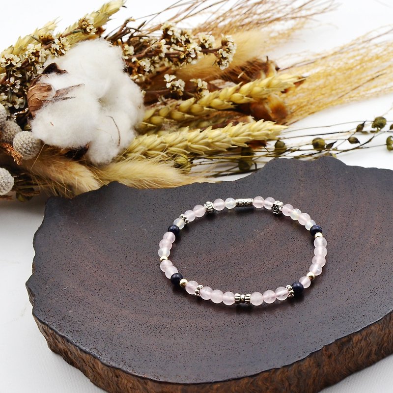 Kiss | Pink Crystal - Blue Sand | Natural Stone Bracelet - Bracelets - Gemstone Pink