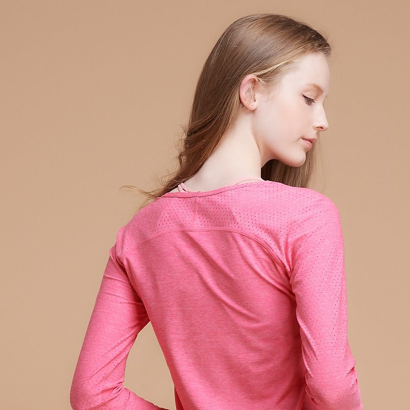 【MACACA】fit convection long-sleeved training suit||-BPT3373 Peach twist - Women's Sportswear Tops - Polyester Pink