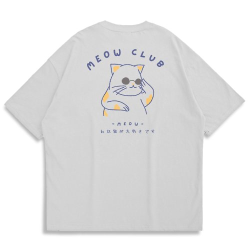 Creeps Store 【CREEPS-STORE】Meow Club Boss 寬鬆重磅印花T恤 210g