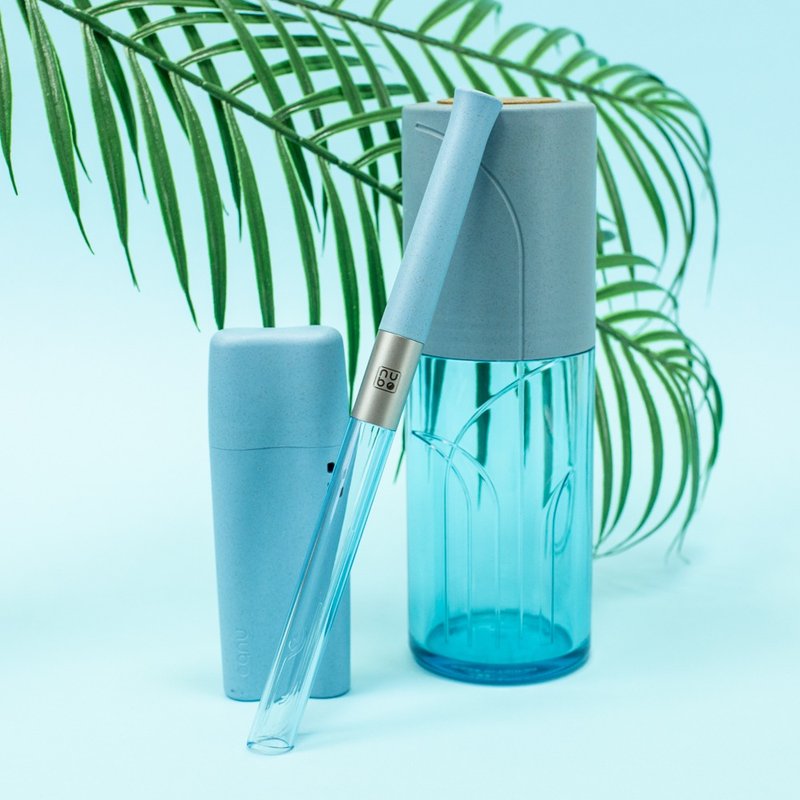 TRUEGRASSES [combination] COFAN water bottle/nubo classic TC11 environmental protection straw set/blue - หลอดดูดน้ำ - วัสดุอีโค หลากหลายสี