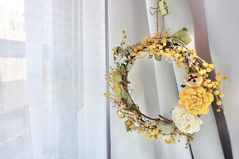 [Family Fun Vine Circle] Dried Flower/Healing/Diffusion/Christmas Vine Circle - Items for Display - Plants & Flowers Yellow