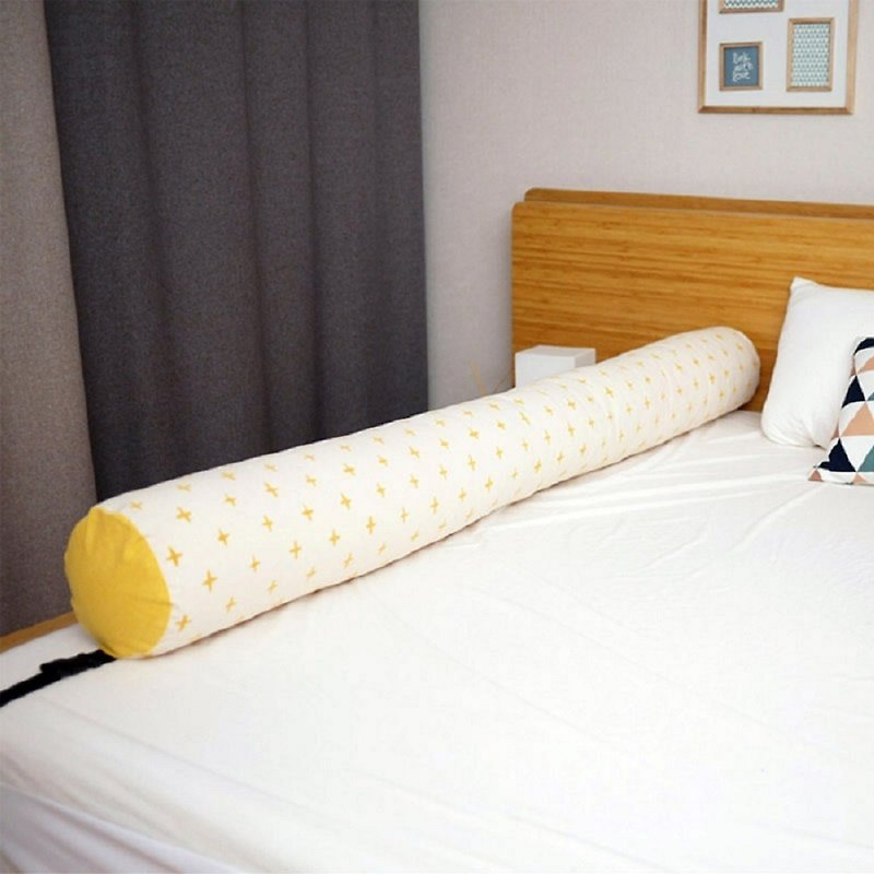 Korea Kangaruru anti-drop fence bed cushion - short 145cm [ray small cross] - เฟอร์นิเจอร์เด็ก - ผ้าฝ้าย/ผ้าลินิน สีเหลือง
