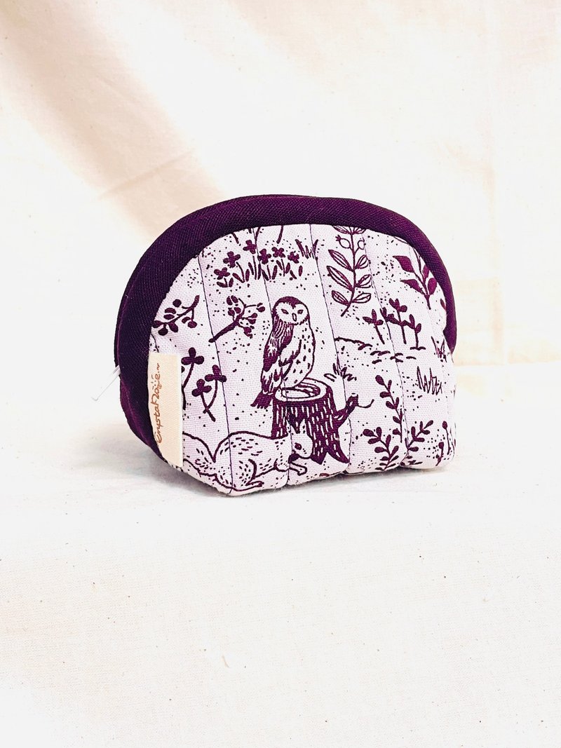 Small animals in the forest-coin purse - กระเป๋าเครื่องสำอาง - ผ้าฝ้าย/ผ้าลินิน สีม่วง