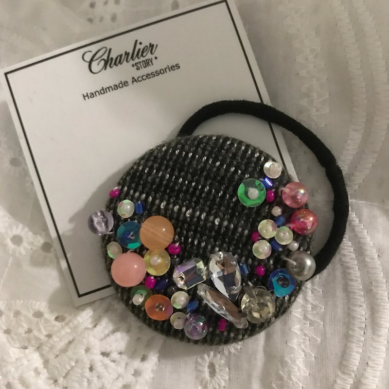 Charlierstory Handmade Beaded Embroidered Hair Ties - Hair Accessories - Thread Multicolor