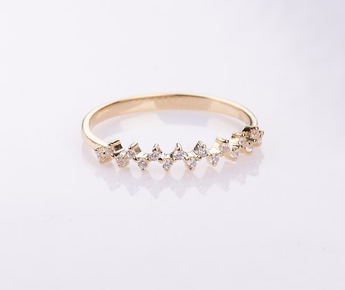 Mika 純18K黃金小清新鑽石戒指婚戒 客製化設計訂製