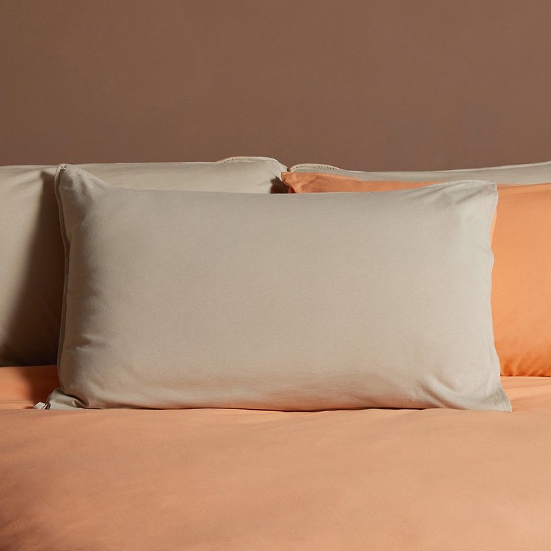素面雙色信封式枕套1入-奶茶棕/暖陽橘 - 枕頭/咕𠱸 - 棉．麻 橘色