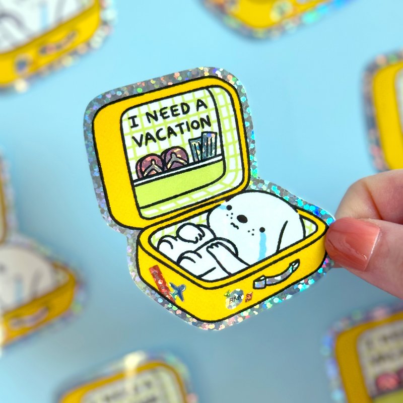 Glitter Sticker - I Need A Vacation - Stickers - Waterproof Material 