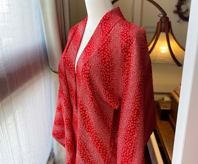 Total twist dyed red twill vintage haori - Shop hidden-myprivate