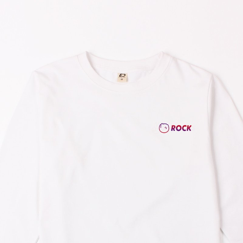 【愛的小手】Rock石頭  長T/女上衣/男上衣/T-Shirt/中性T - 女 T 恤 - 棉．麻 白色