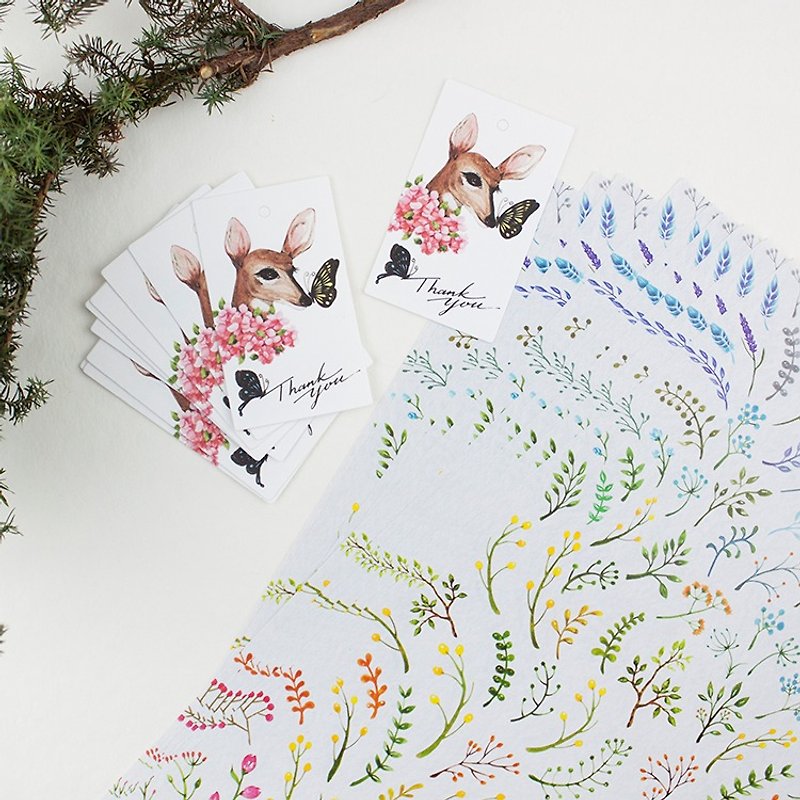 A4 Wrapping paper & Grateful label - Play with Floral -10 sheets - งานไม้/ไม้ไผ่/ตัดกระดาษ - กระดาษ หลากหลายสี