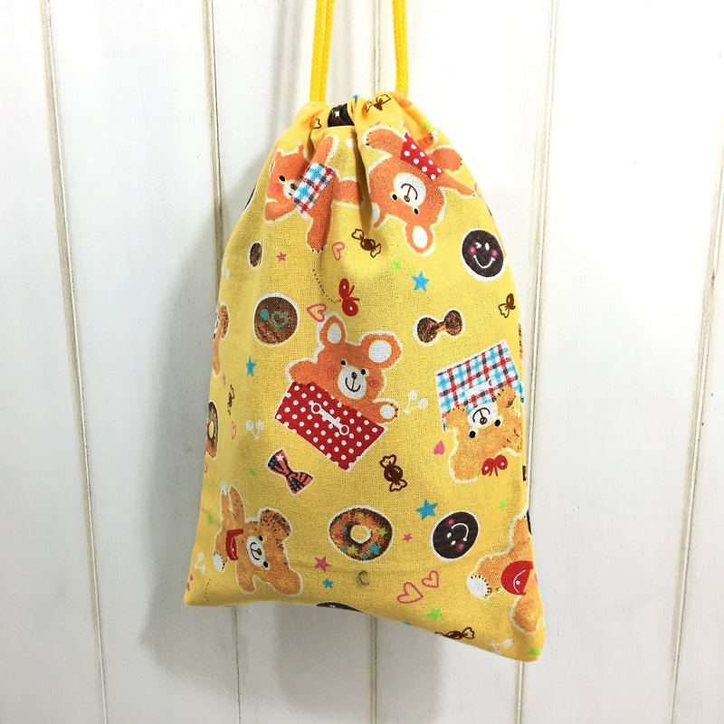 ✎ Beam mouth universal bag/storage bag/travel bag/indoor shoe bag | Happy Bear Donut - กระเป๋าเครื่องสำอาง - ผ้าฝ้าย/ผ้าลินิน 