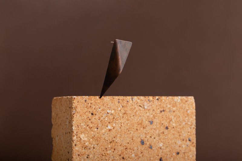 Minimalism 低限主義 地景耳環7號 Sculptural Ear - 耳環/耳夾/耳骨夾 - 銅/黃銅 黑色