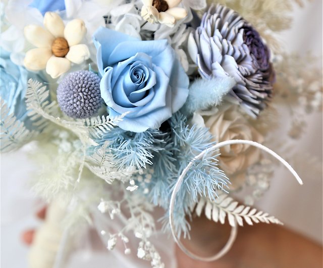 Blue Sky Preserved & Dried Flower Bouquet - Scentales's Flower on