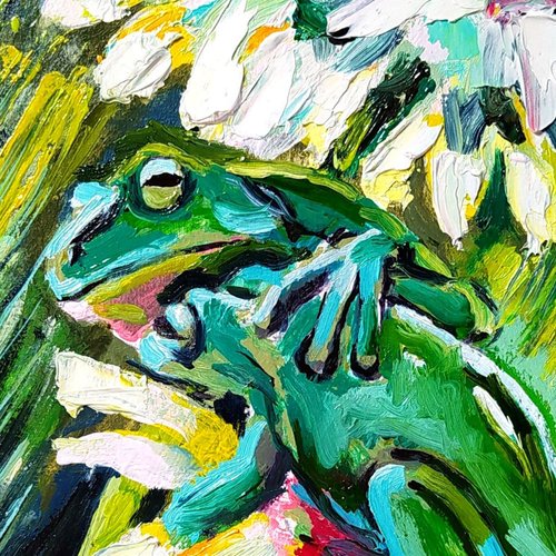 カエルの絵 カップル カエル オリジナルアート 動物 ウォール