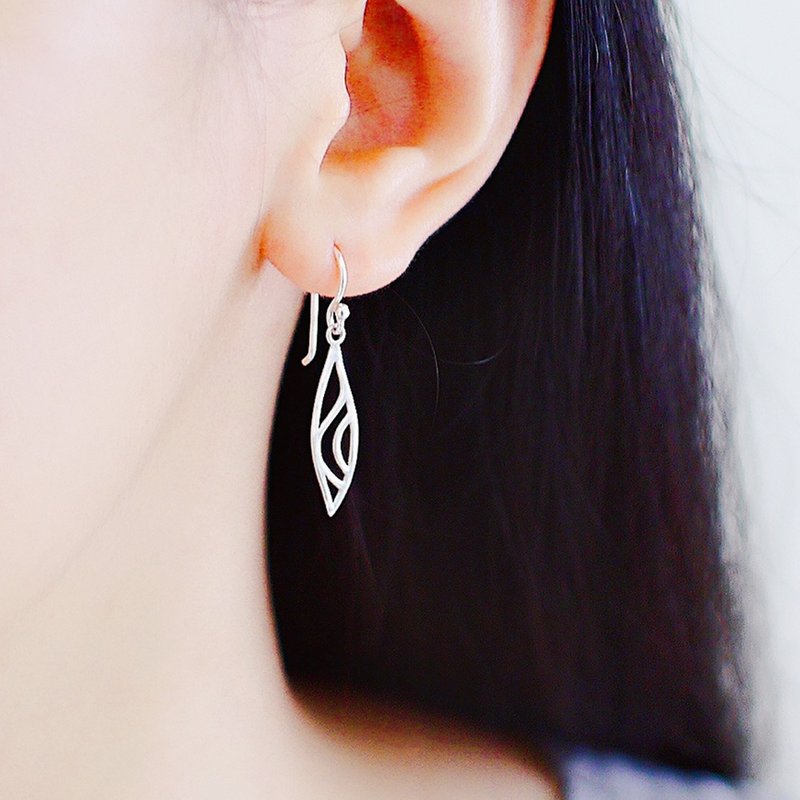 Secret Forest Sterling Silver Earrings | 925 Sterling Silver Hollow Leaf Literary Art Wenqing Elegant Gift for Girls - Earrings & Clip-ons - Sterling Silver Silver