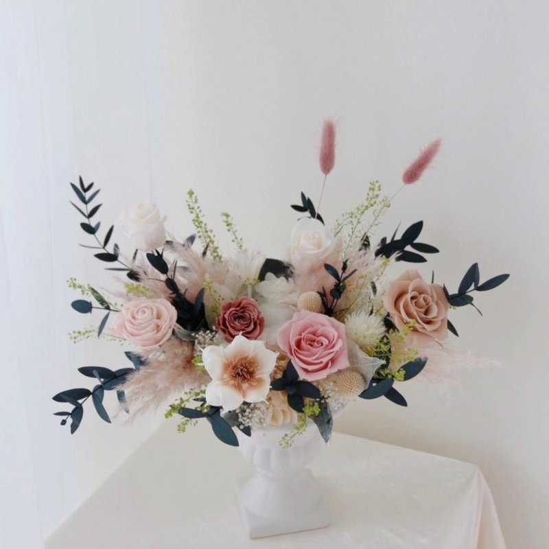 Classical high-footed flower weng immortal potted flowers milk tea powder immortalized flowers immortalized roses opening potted flowers - Dried Flowers & Bouquets - Plants & Flowers Pink