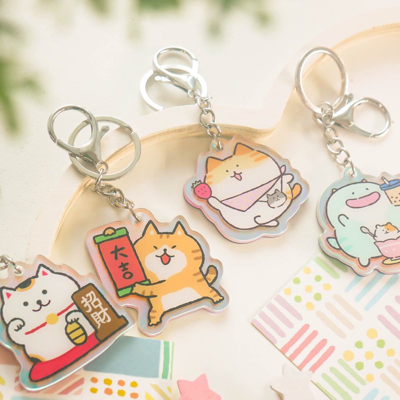 Mirror charm keychain. JK-58. Cute illustrations. Good luck and wealth. Clothing and grooming. Bag accessories. - Keychains - Acrylic 