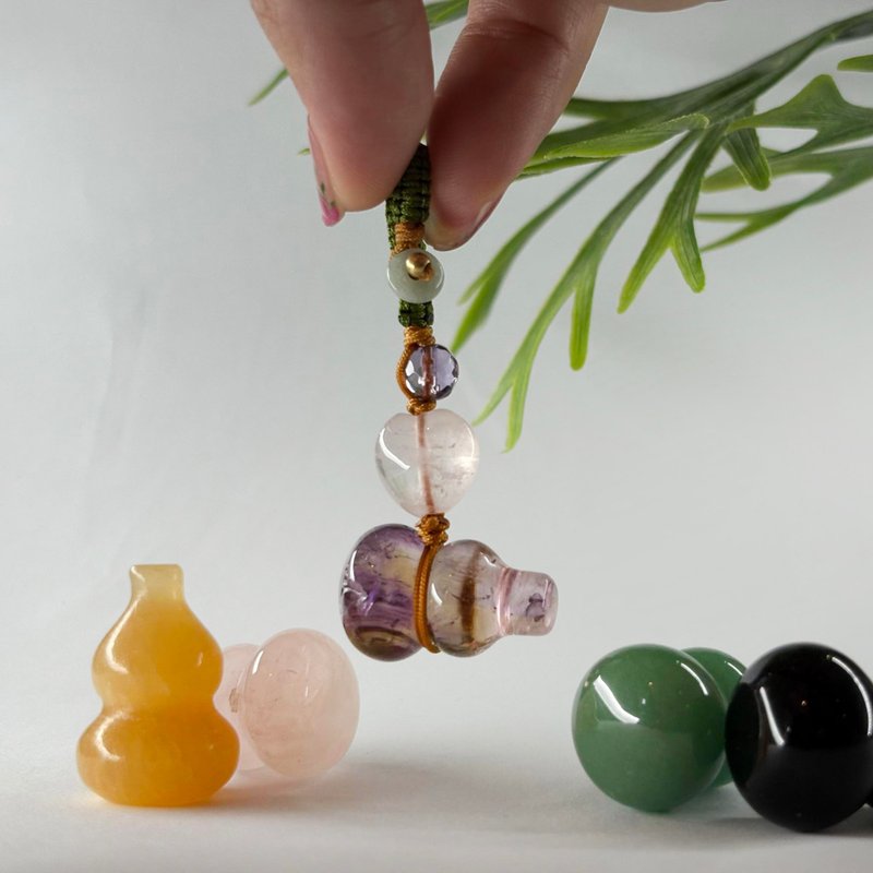 ::福祿::雙全 玉葫蘆 單支(非成品) - 吊飾/掛飾 - 石頭 多色