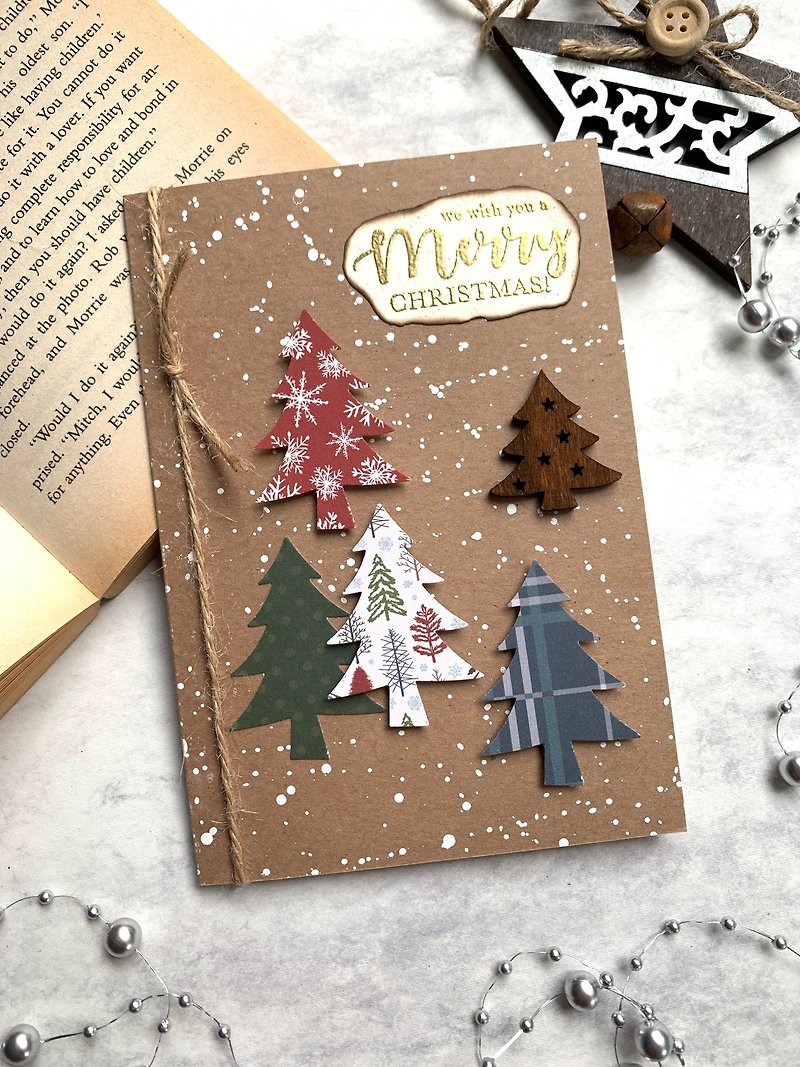 聖誕卡片 Christmas Card_聖誕樹森林 - 卡片/明信片 - 紙 卡其色