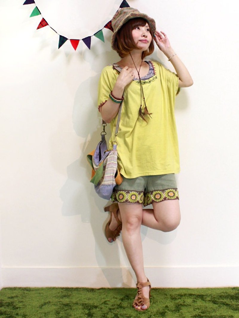 ☆ Hammock ☆ 彡 Hinabo Touch Tunic - เสื้อผู้หญิง - ผ้าฝ้าย/ผ้าลินิน สีเหลือง
