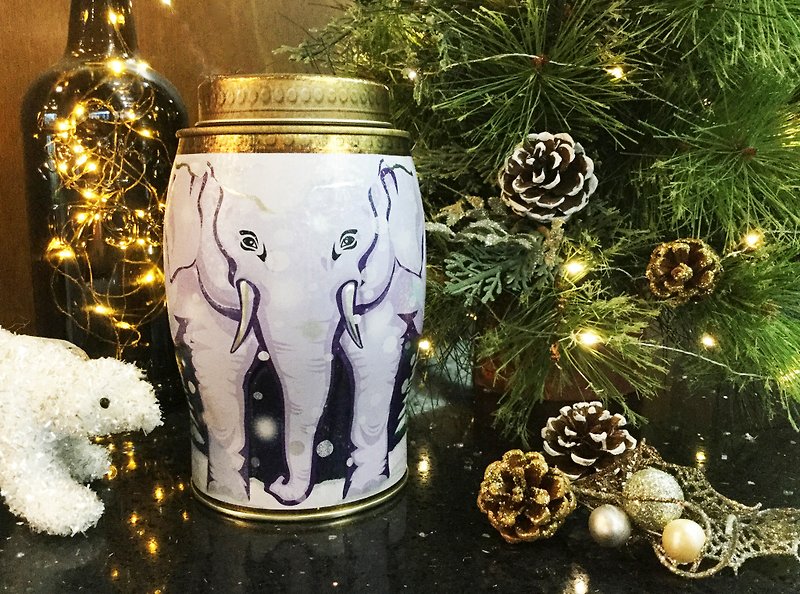 【聖誕禮盒】魔幻水晶球大象茶罐(伯爵茶/40個圓片茶包) - 茶葉/茶包 - 新鮮食材 紫色