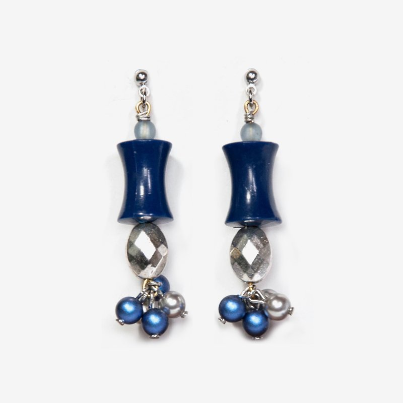Blue and Silver Berry Earrings, Post Earrings, Clip On Earrings - Earrings & Clip-ons - Other Metals Blue
